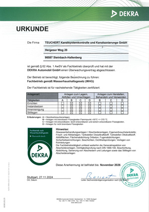 Anerkannter Fachbetrieb gemäß Wasserhaushaltsgesetz